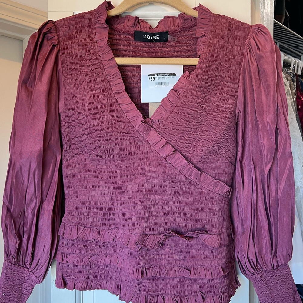 DO+BE Women's Mauve Ruffle Blouse